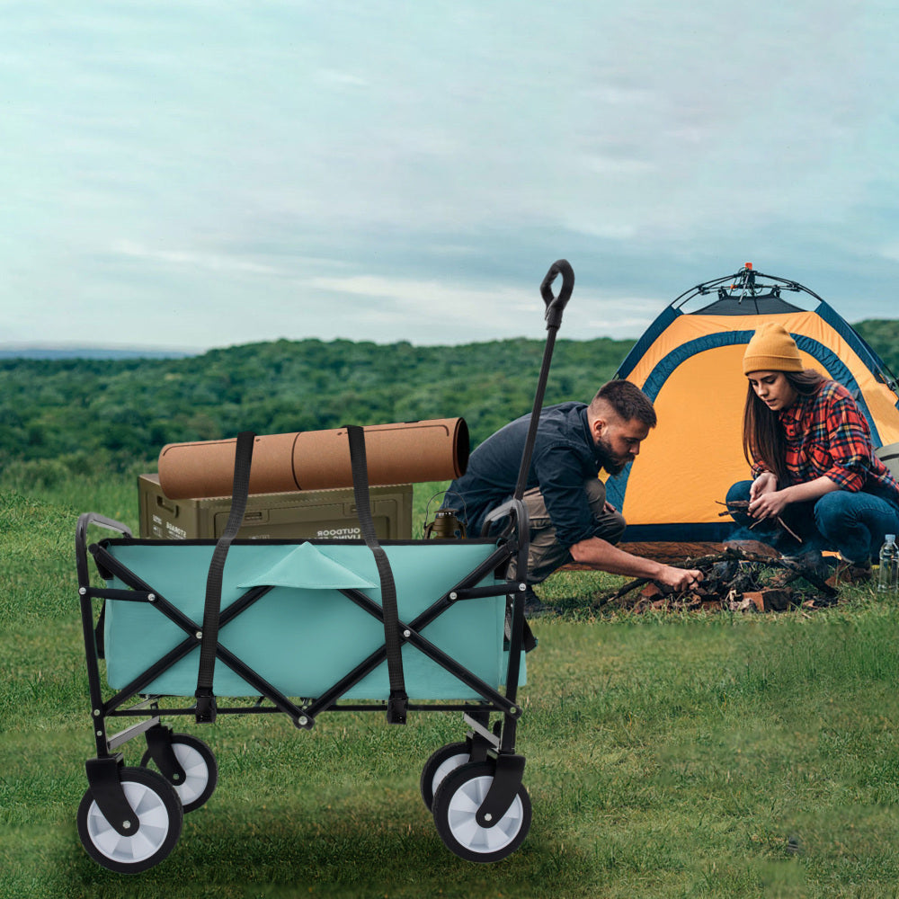 Minimeetall Multi-use Bag,Collapsible Foldable Wagon Cart Beach Wagon Heavy Duty Utility Cart Utility Wagon Grocery Cart for for Camping 3pcs plastic Liner bag /Cover , green