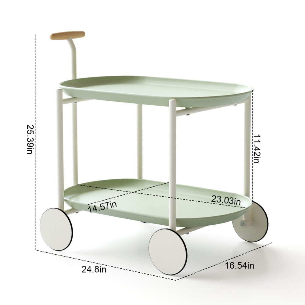 Moon storage cart (green) Nordic Internet celebrity mobile trolley kitchen simple double storage shelf living room sofa storage shelf