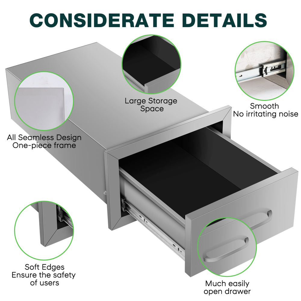 Drawer cabinets for outdoor kitchens or courtyards