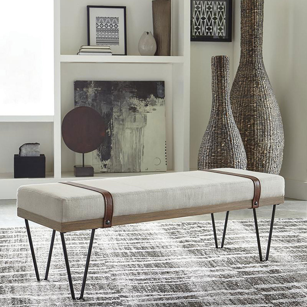 Karis Beige Upholstered Accent Bench