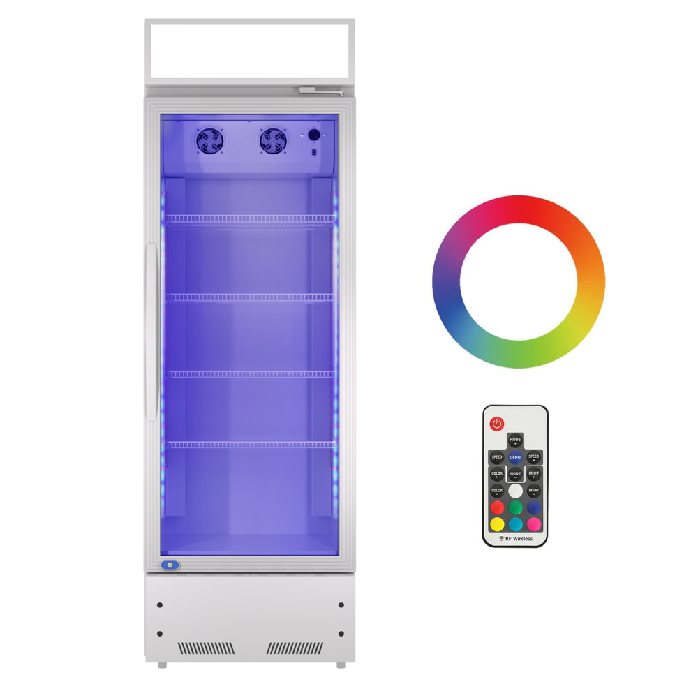8 Cu.ft Merchandiser Refrigerator, 35~46℉, 21.7" W Glass Door Upright Display Refrigerator, Beverage Cooler, LED Lighting, Drink Fridge-Black, for Home Restaurant Grocery Silver