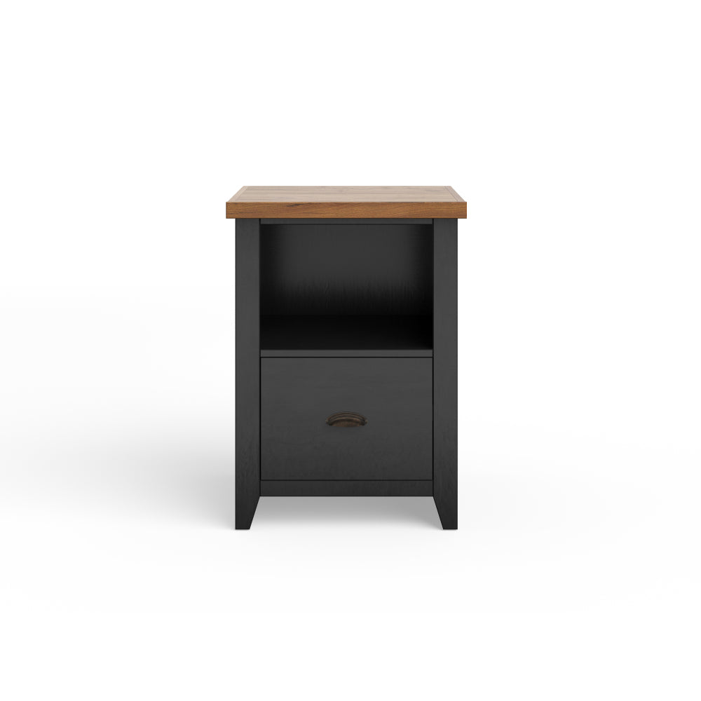 22 inch 1-drawer file, No Assembly Required, Black and Whiskey Finish