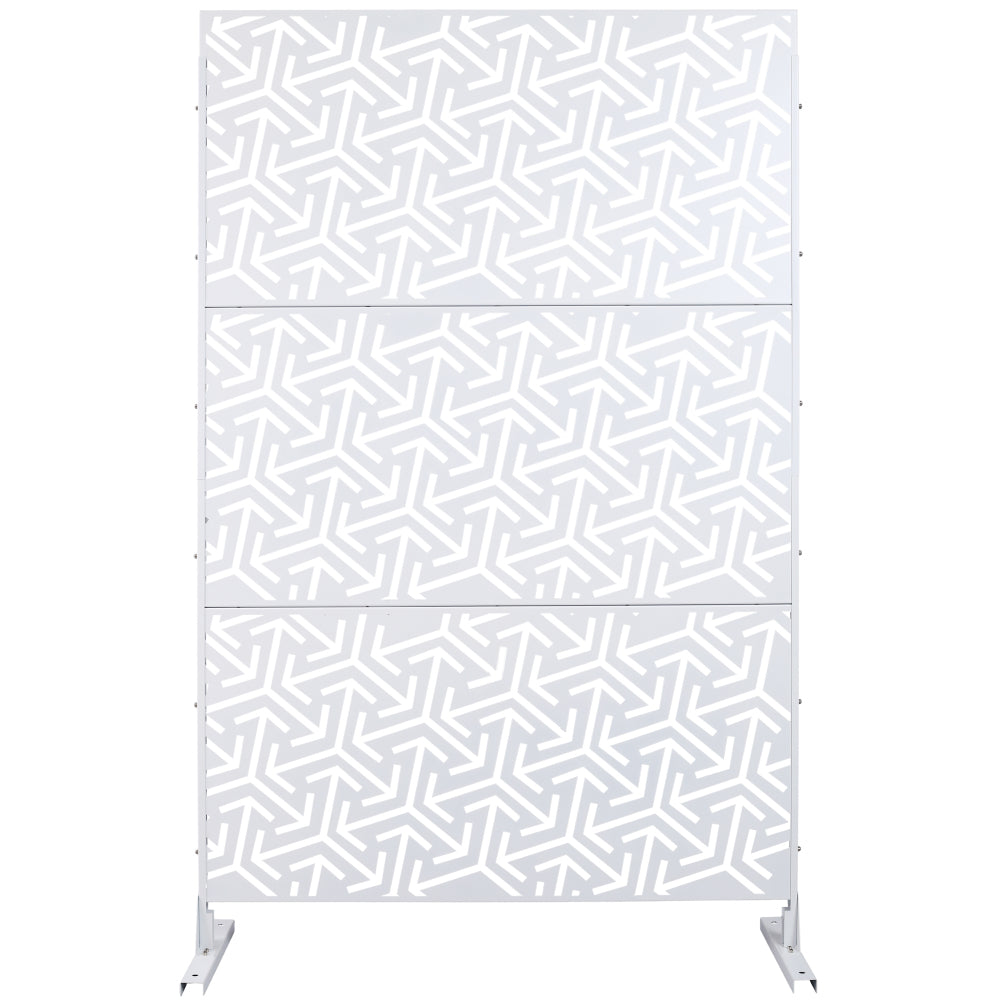 Outdoor & Indoor Privacy Screen Metal Privacy Screen 76" H×48" W, Freestanding Decorative Privacy Screen for Deck Balcony Patio, Privacy Fence Panels for Outside Lawn Garden PS120 WHITE