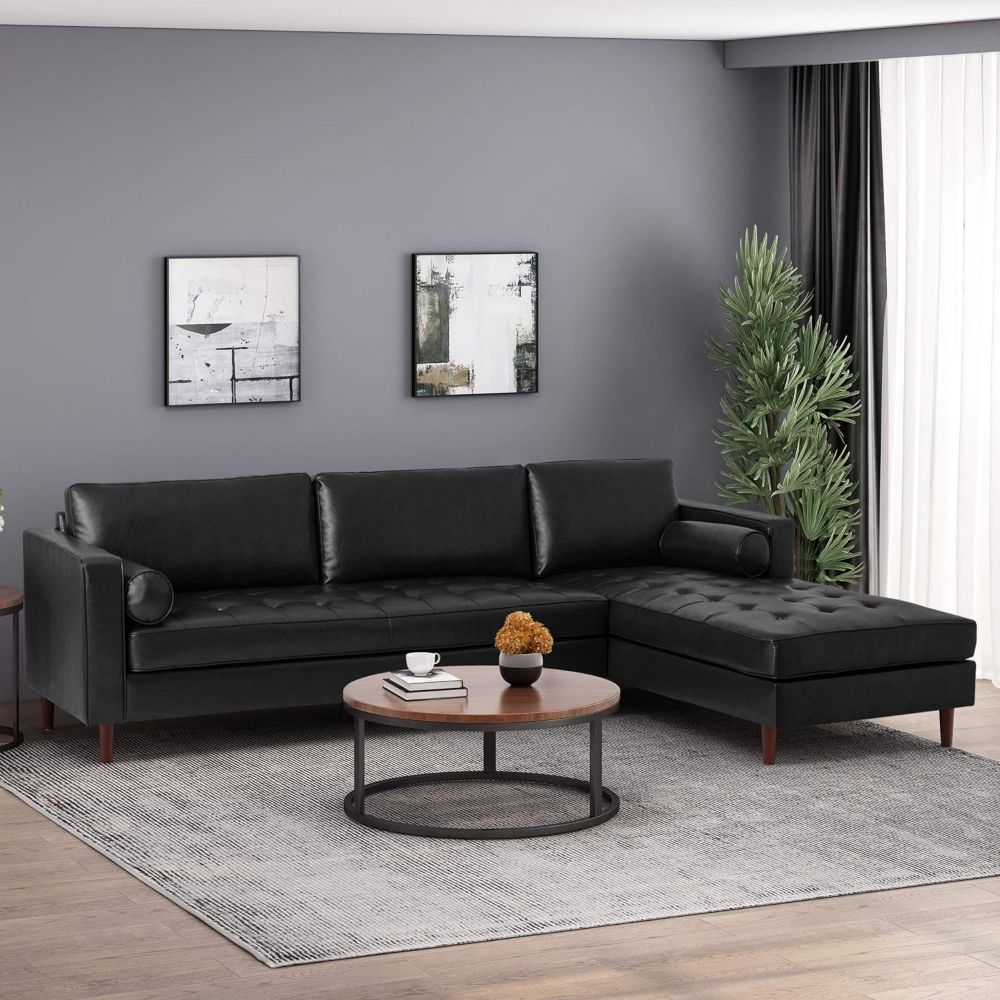 Modern Minimalist 70.75" L-Shape Couch with Chaise, 4-Seater Modular Sectional Sofa, Convertible Upholstered Couches for Living Room Bedroom(Dark Brown, PU)