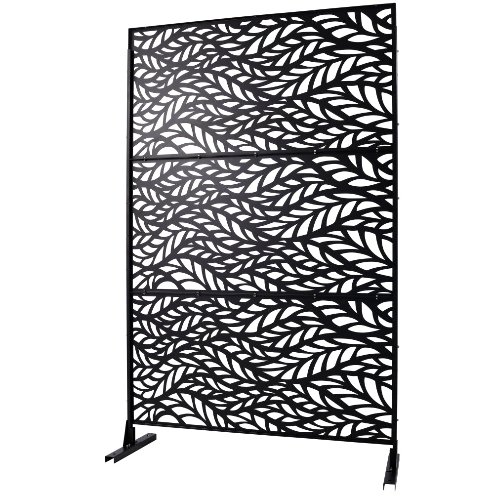 Outdoor & Indoor Privacy Screen Metal Privacy Screen 76" H×48" W, Freestanding Decorative Privacy Screen for Deck Balcony Patio, Privacy Fence Panels for Outside Lawn Garden PS110 BLACK