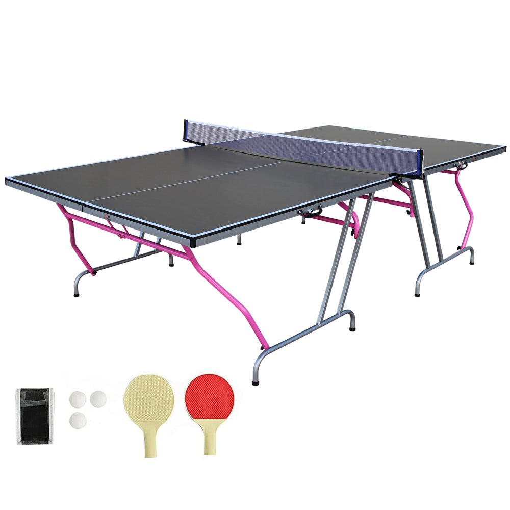 DOUBLE FISH Table Tennis Table, 8×4 Ft Foldable & Portable Ping Pong Table Set With 2 Table Tennis Paddles, 3 Balls And Net For Indoor Outdoor Use