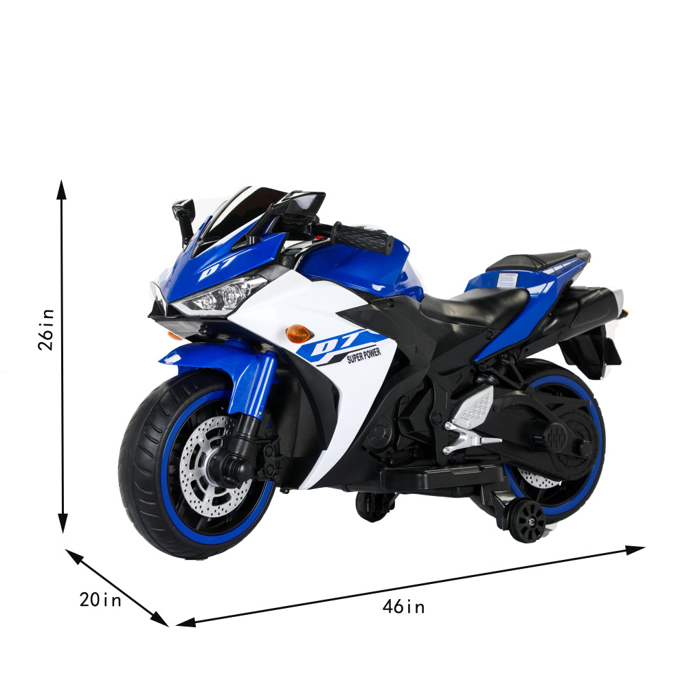 Electric motorcycle/ 12 V Kids toys motorcycle/Kids electric car/electric ride on toys  for  3 4 5 6 years Boys Girls with Training  Wheels/manual throttle/ drive by hand/Lighting  wheels