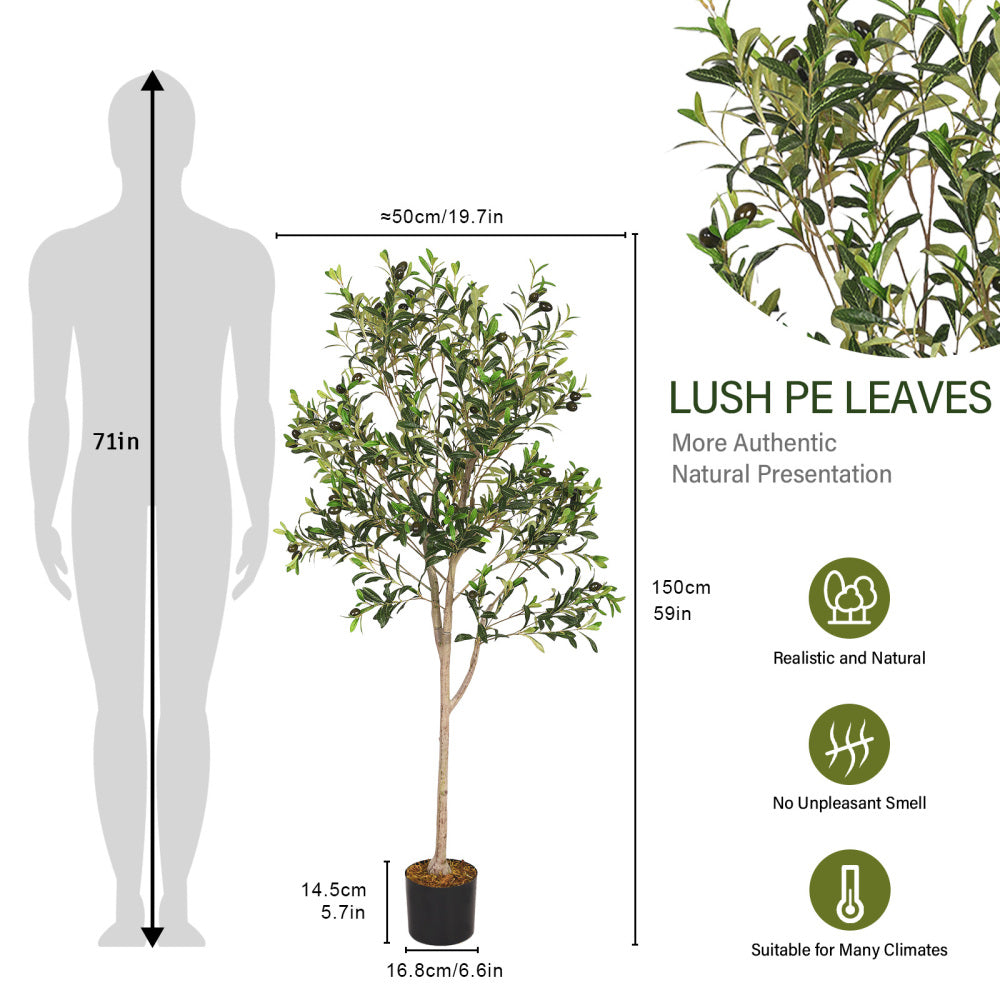 150cm Removable Artificial Olive Tree Faux Greenery for Indoor Home and Office Decoration 1pcs/set