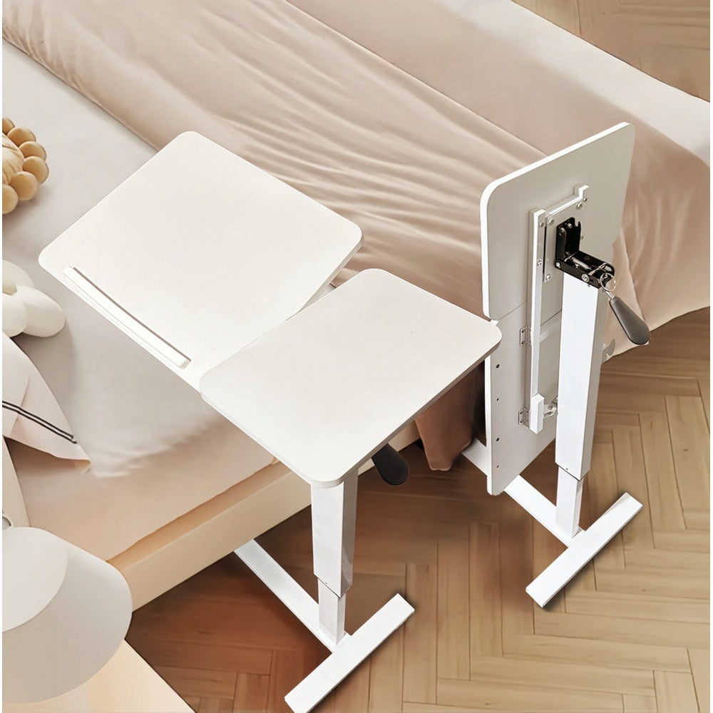 Bedside Table,Folding Overbed Bedside Desk Mobile Rolling Laptop Stand Tilting Overbed Table with Wheels Height Adjustable Tray Table for Laptop Bed Sofa Side Table (WALNUT),Gift for Mother's day