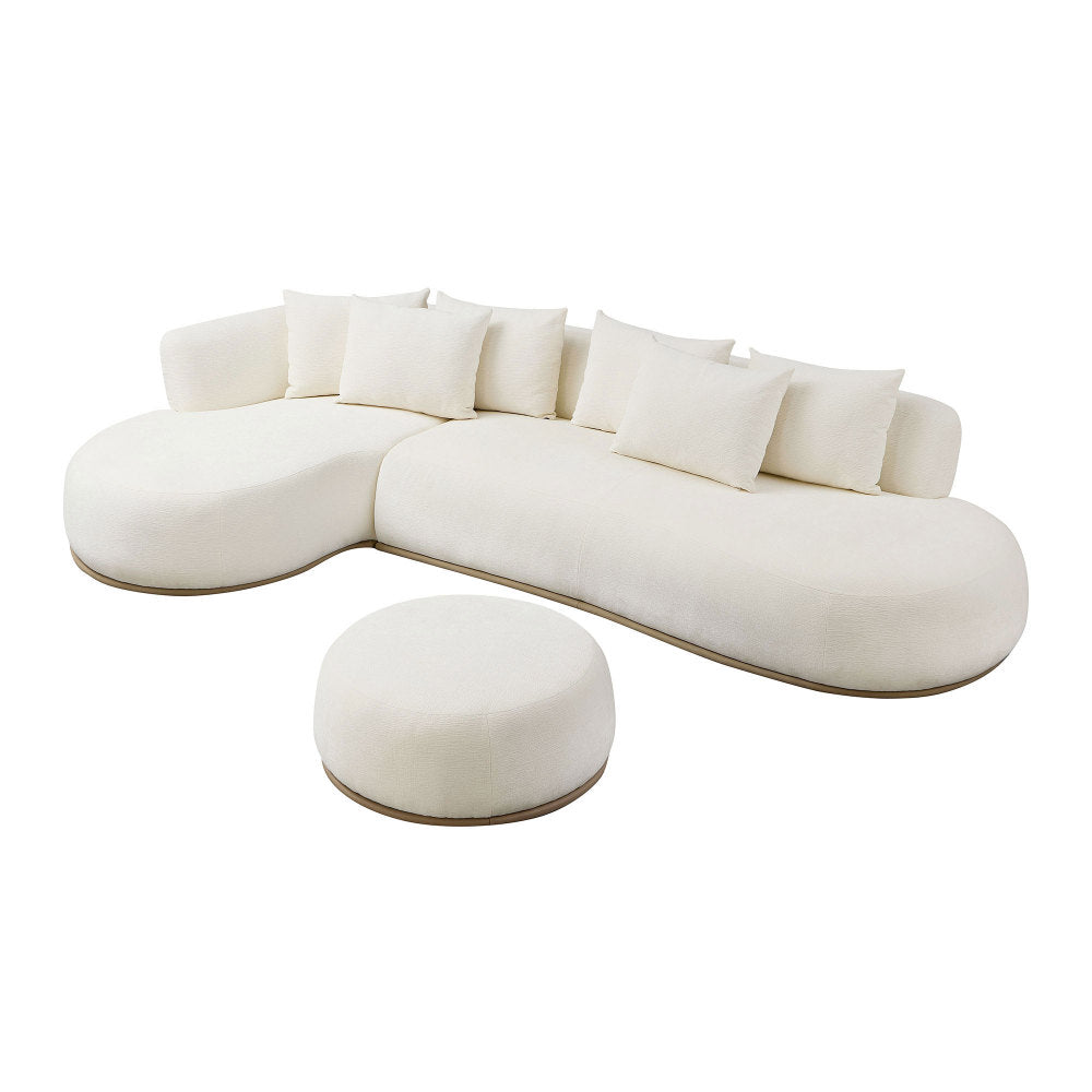 134.63" Oversize Sectional Couch with L-Shape Chaise, Modern Upholstered Sofa with Deep Seat for Living Room, No Assembly Required, Beige