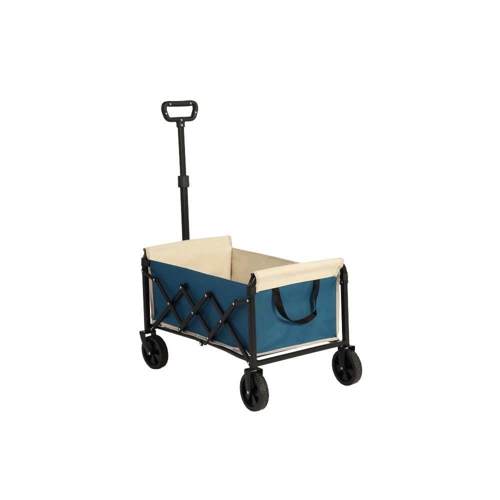 Lightweight Portable Heavy Duty Folding Beach Wagons with Wheels - Outdoor Utility Carts for Grocery, Camping, Shopping, Sports, Garden with Large Capacity-Black