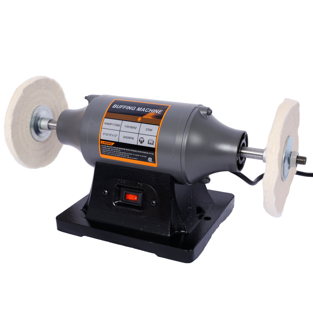 6-Inch Electric Polisher Bench Buffer Grinder  - Includes 4PCs 80Ply Thic Buffing Wheels  Ideal Benchtop Buffing Machine for Polishing  Metal, Jewelry, Knives, Wood, Jade, and Plastic.CSA Certificated