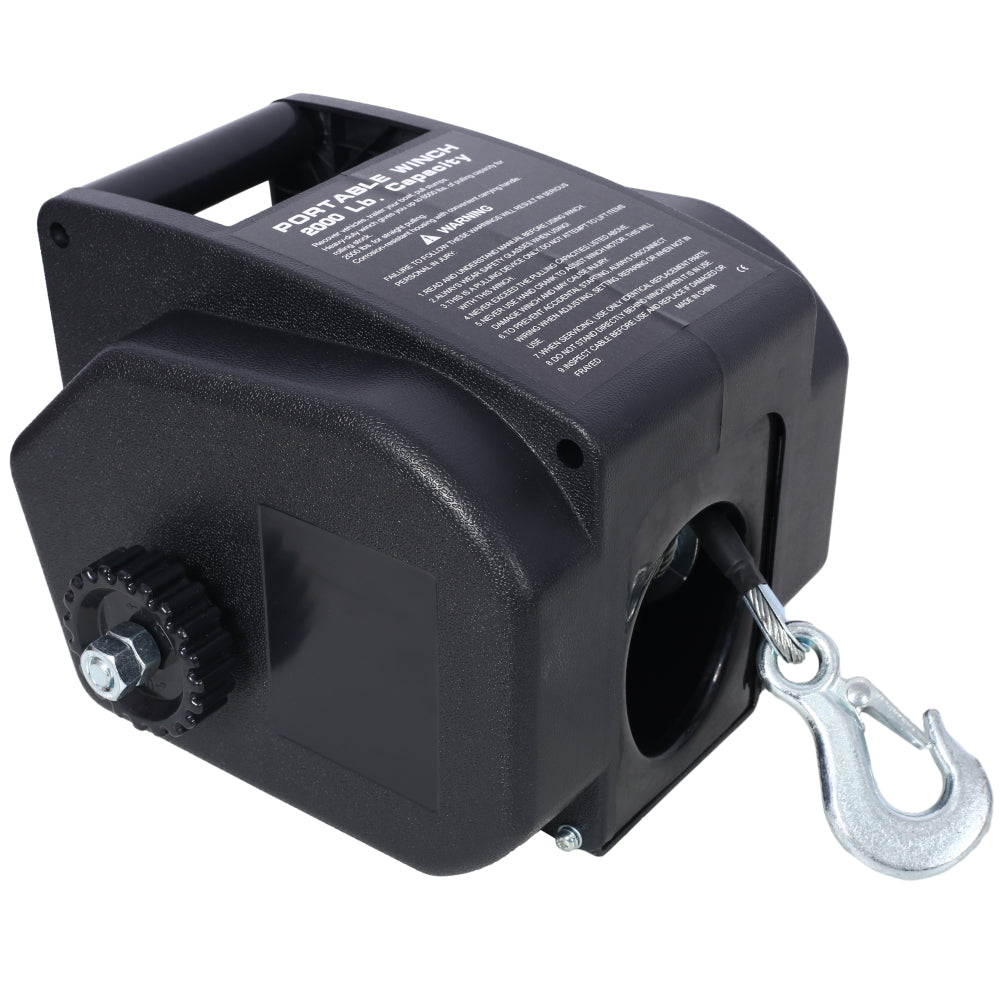12v 2000lbs Trailer Winch,Reversible Electric Winch, for Boats up to 5000 lbs, Galvanized Wire Rope, Rapid Mount, Handheld Remote,power in and manual out.black plastic casing