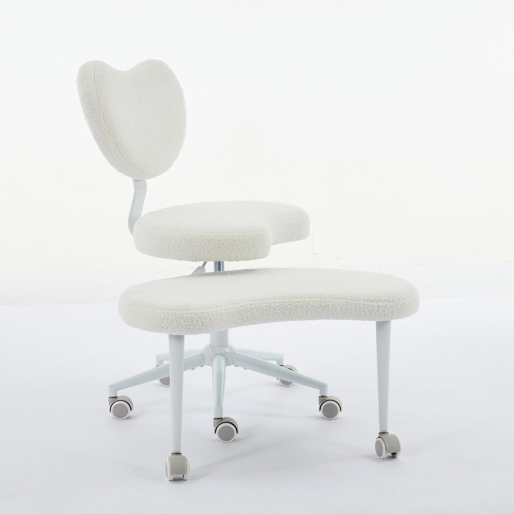Meditation Chair Plus, Cross Legged Chair with Wheels, ADHD Chair, Criss Cross Desk Chair with Lumbar Support and Adjustable Stool, Flexible Design for Fidgety Sitters, Ivory