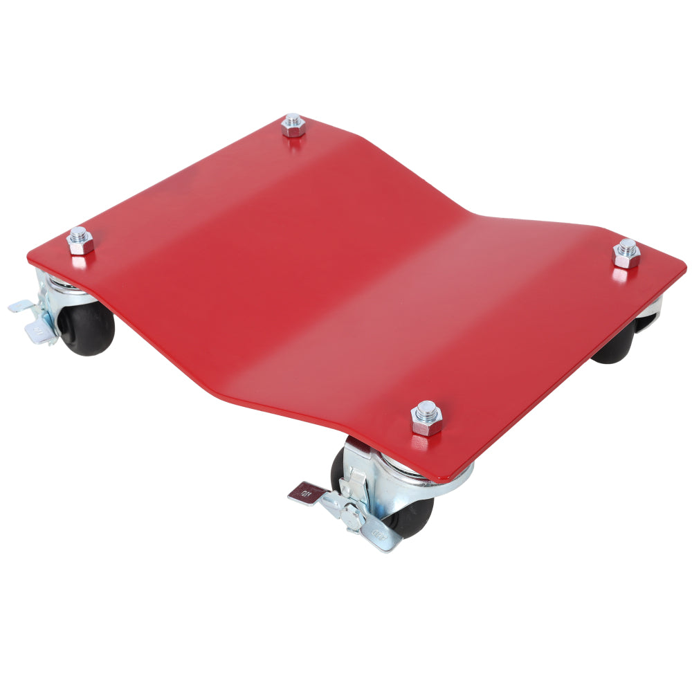 4PACK 2500lbs Capacity Professional Steel Vehicle Dollies,Heavy Duty Wheel Dolly,Car Dolly,Steel Tire Skates with Brakes,RED