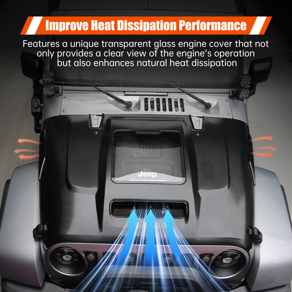 Replacement Hood Vented Heat Dispersion for 2007-2018 Jeep Wrangler JK JKU Hood Upgrade