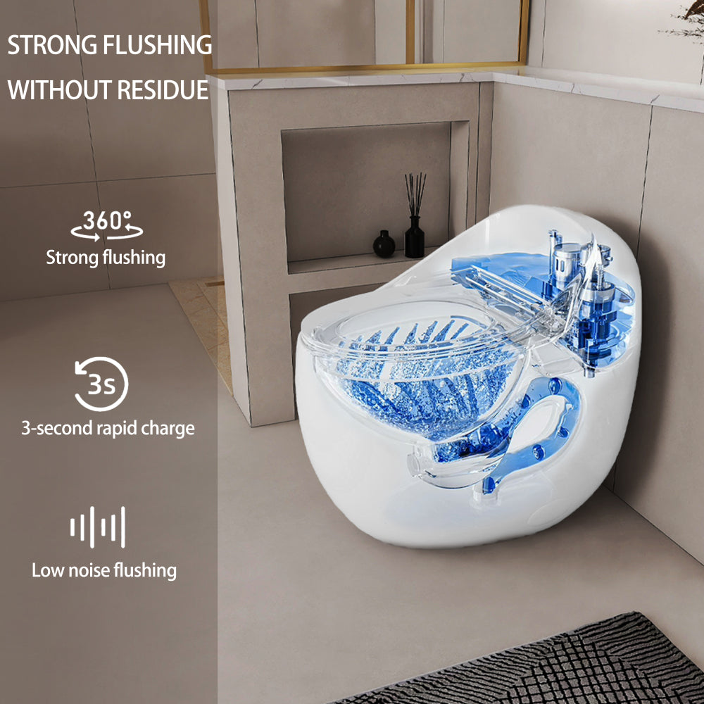 1-Piece 1.28 GPF Single Flush Egg Shape Toilet in Glossy White