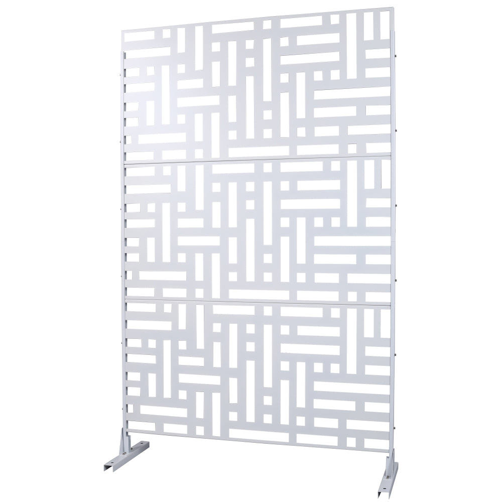 Outdoor & Indoor Privacy Screen Metal Privacy Screen 76" H×48" W, Freestanding Decorative Privacy Screen for Deck Balcony Patio, Privacy Fence Panels for Outside Lawn Garden PS103 WHITE