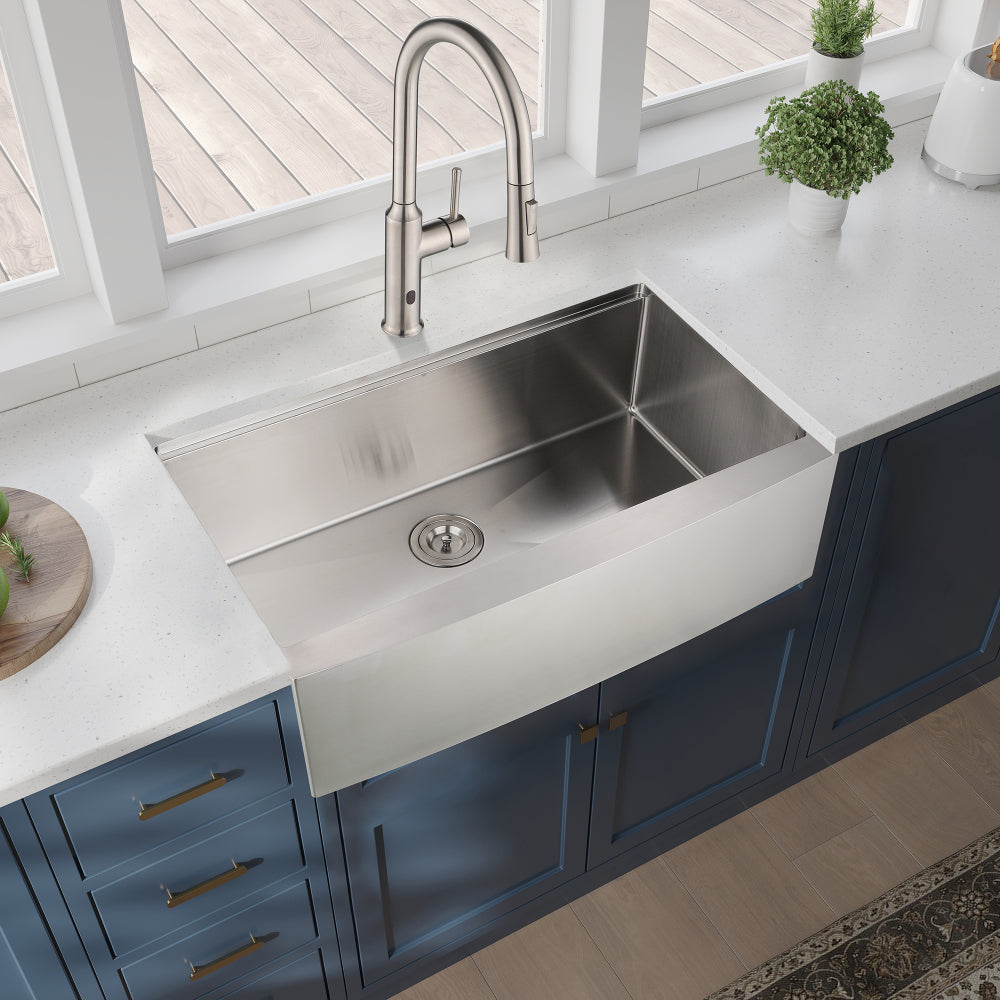 30x22x10"Farmhouse Apron Single Bowl Stainless Steel Kitchen Sink with Workstation