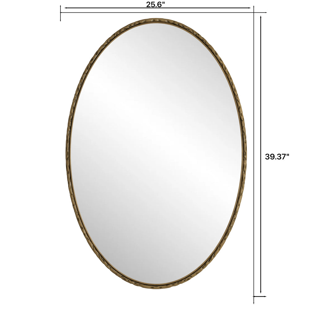 Iron Art Oval Retro Mirror, Antique Effect, Wall Hanging, Suitable For Bathroom, Bedroom, Living Room (Gold)