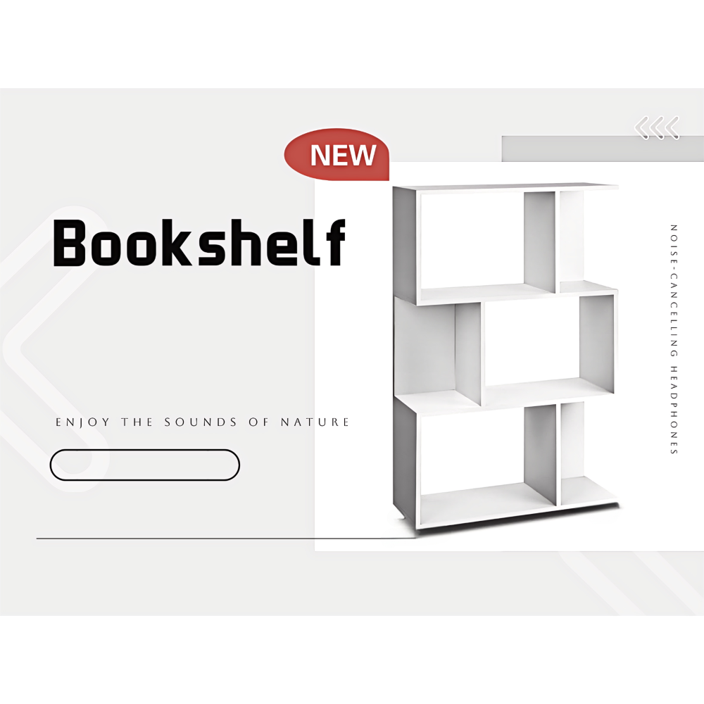 White three-layer simple household bookshelf