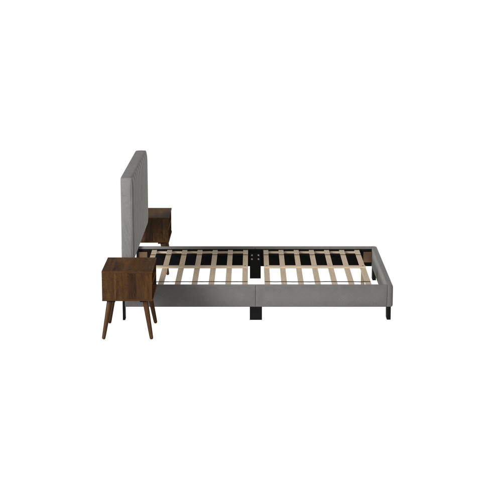 Coyote King Bed W/Carroll Grey w/Two End Table (3A Packing)