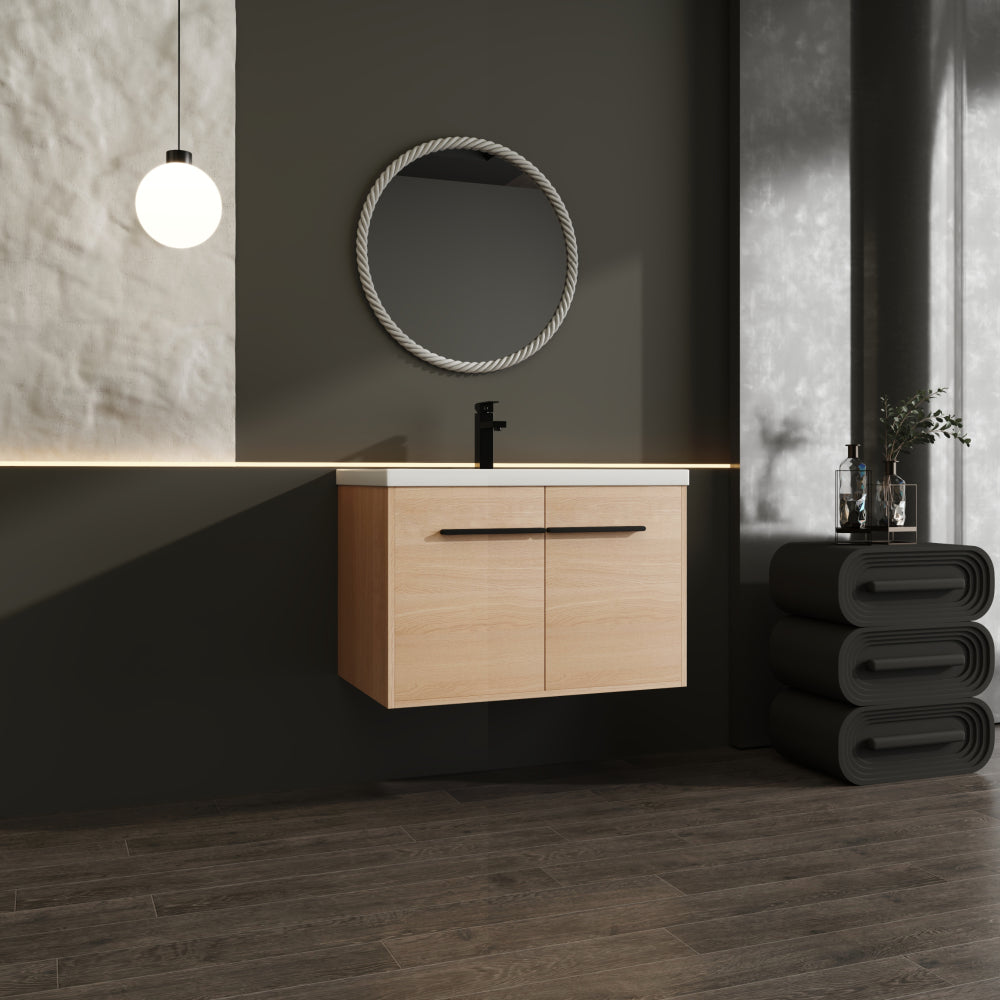 LEVISTAR Brown 30 Inch Bathroom Vanity with resin Countertop Sink,  2 Doors Bathroom Cabinet Set