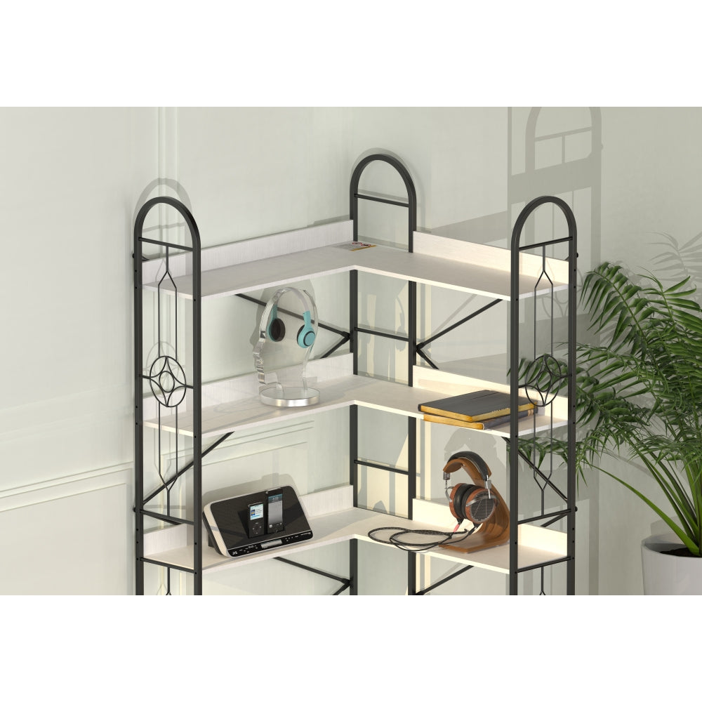 5 Tier Corner Bookshelf, Modern Corner Bookcase, Large Open Shelf Bookcase,Display, Shelving, Tall Bookshelves Storage Display Rack for Bedroom, Living Room and Home Office, White