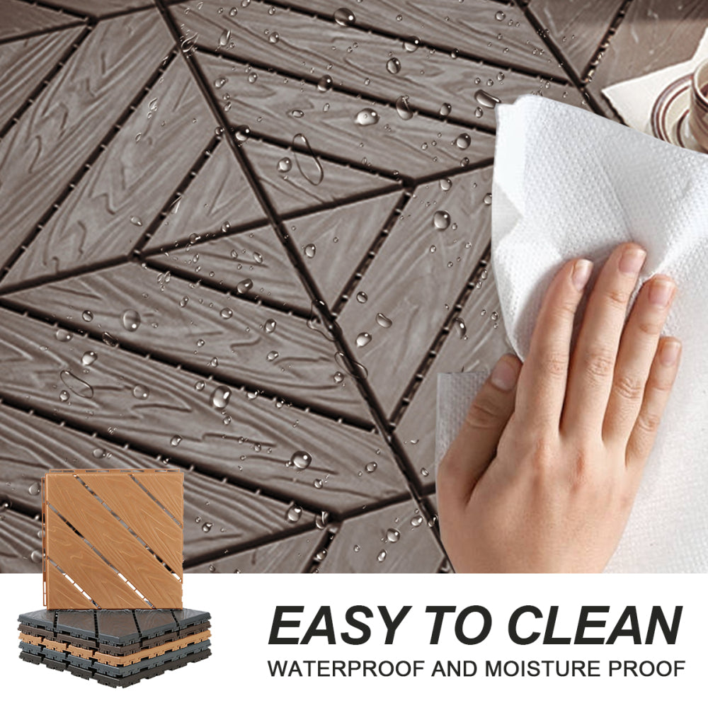 Plastic Composite Deck Tiles Set of 35pcs, Composite Decking Resist Rust, Water, Weather, Easy to DIY & Maintain, Ideal for Patios, Balconies, Rooftops, Decks, Indoor&Outdoor, 12x12i Light Coffee