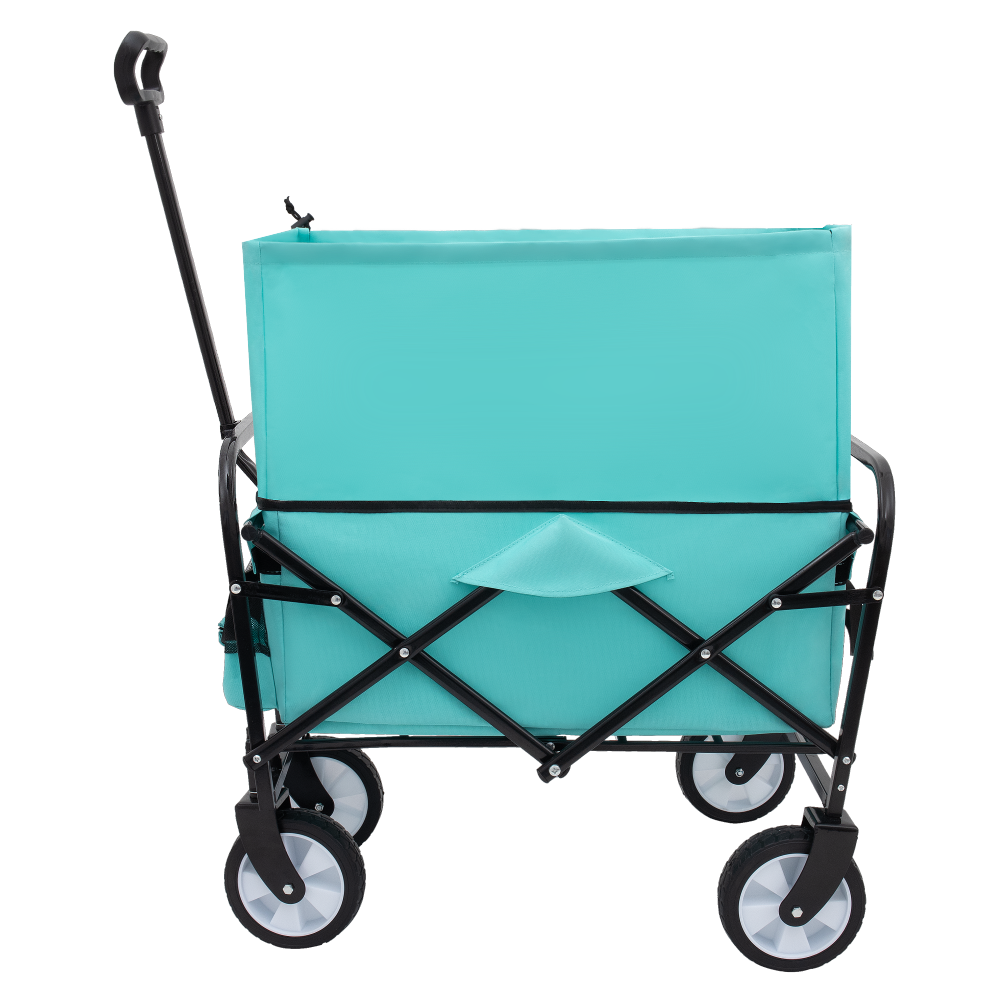 Minimeetall Extention Collapsible Foldable Wagon Cart with strapping system Beach Wagon Utility Cart Utility Wagon Grocery Cart for for Camping Shopping Sports Gardeing Fishing Supports 225lbs  blue