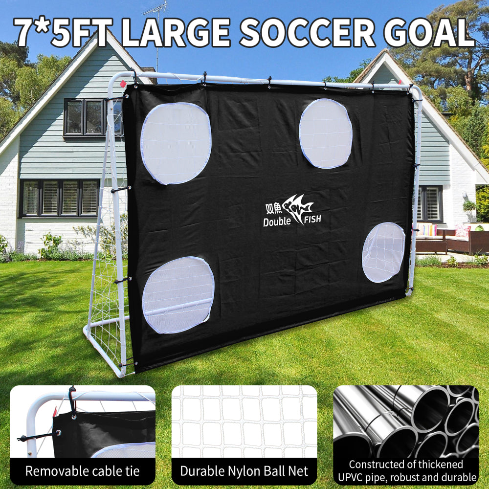 DOUBLE FISH [7.5ft X 5ft Soccer Goal] Professional Unisex Soccer Goal for Adults, 7.5ft X 5ft, White, Institutional Quality Football Net