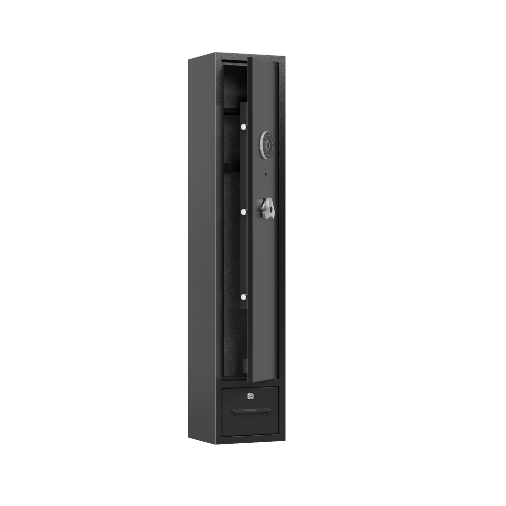 4 - Gun Capacity Rifle Safe. Holds Rifles, Pistols, Shotguns. Digital Lock for Quick Access. Removable Shelf. Special Gun Rack for Scoped Rifles. Plus, a Handy Storage Drawer