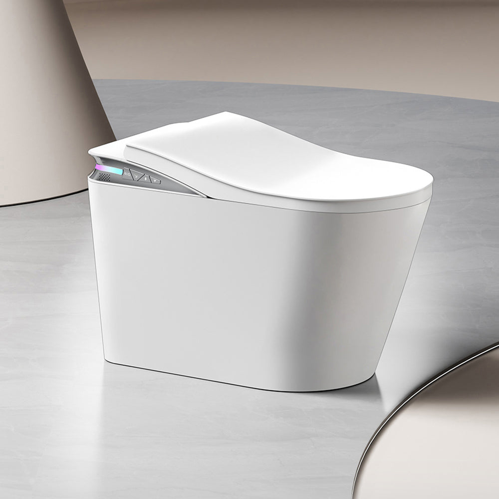 Smart Toilet With Foot Sensing Open Cover & Seat, Buttons Control, Night Light, Leakage Protection, Side Knob With Multiple Controls, Remote Control, Auto Flushing, White Screen
