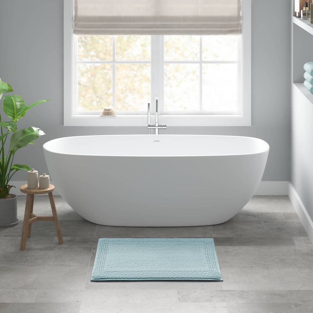 100% Cotton Tufted 3000 GSM Reversible Bath Rug Charcoal 21x34"