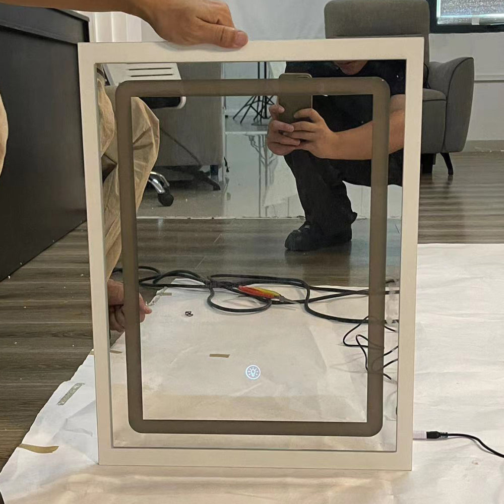 16" x 21" Small Size Touch Control Sliding LED Mirror, Tri-color Switching, Brightness Adjustable