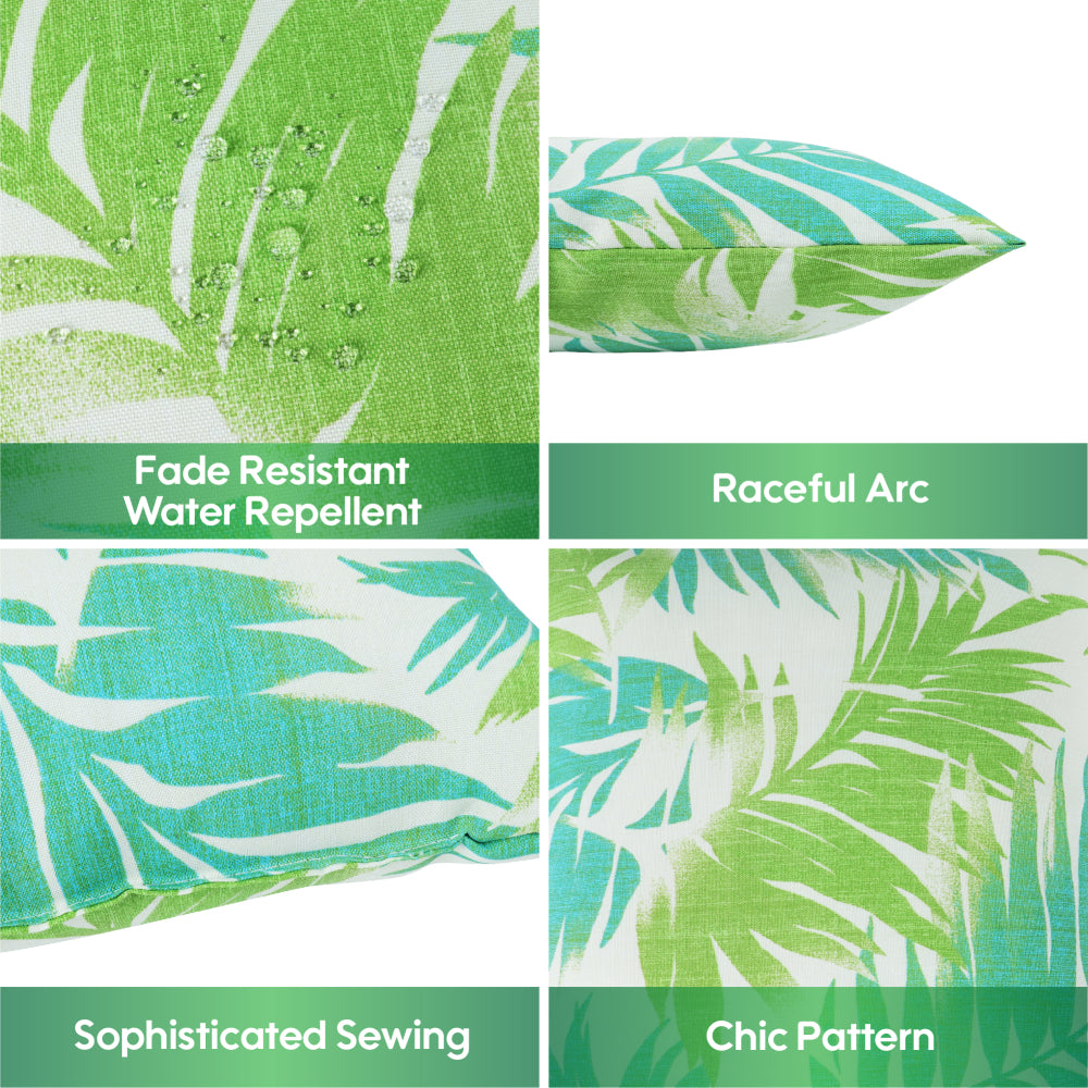 2 Pack Outdoor Throw Pillows, Waterproof & Fade-Resistant Patio Cushions for Garden, Porch, Poolside Furniture - Soft & Comfortable Decorative Pillow Covers (18x18 Inch, green )