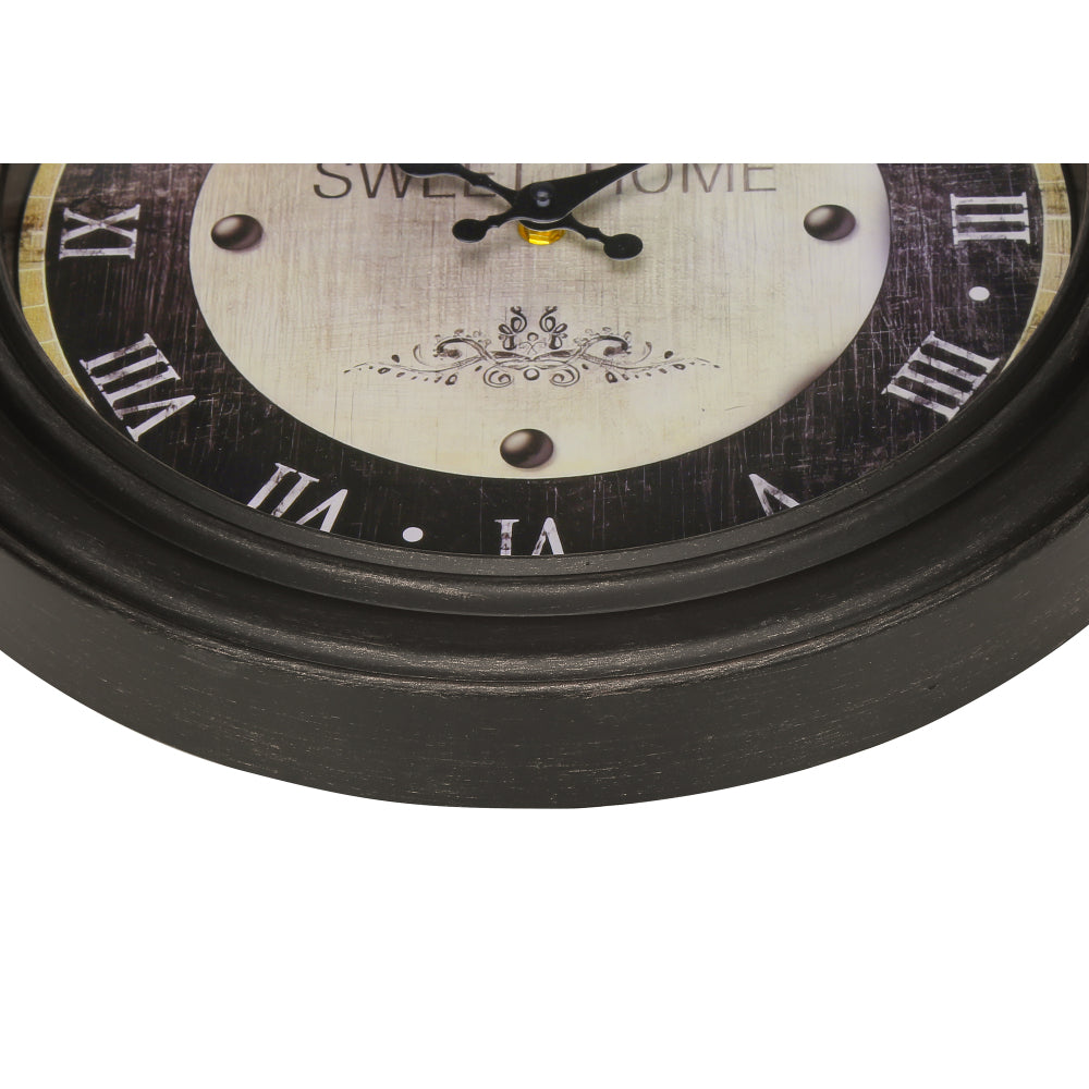 Clocks, 16" Round, Wall Clock, Antique Brown, Transitional