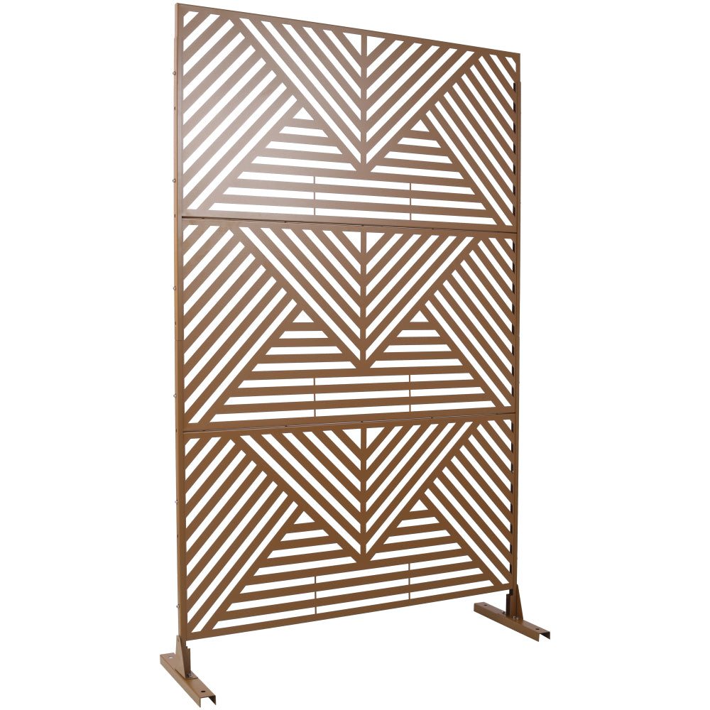 Outdoor & Indoor Privacy Screen Metal Privacy Screen 76" H×48" W, Freestanding Decorative Privacy Screen for Deck Balcony Patio, Privacy Fence Panels for Outside Lawn Garden PS101 BROWN