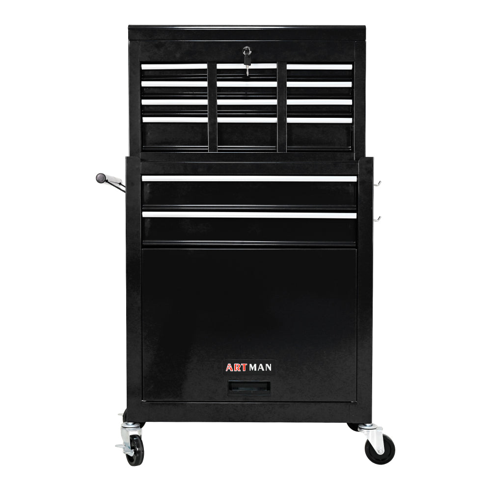 High Capacity Rolling Tool Chest with Wheels and Drawers, 8-Drawer Tool Storage Cabinet--BLACK