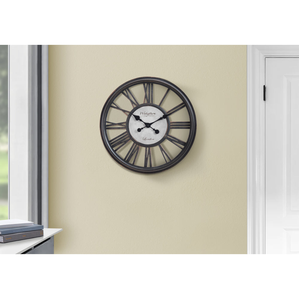 Clocks, 18" Round, Wall Clock, Antique Black, Transitional