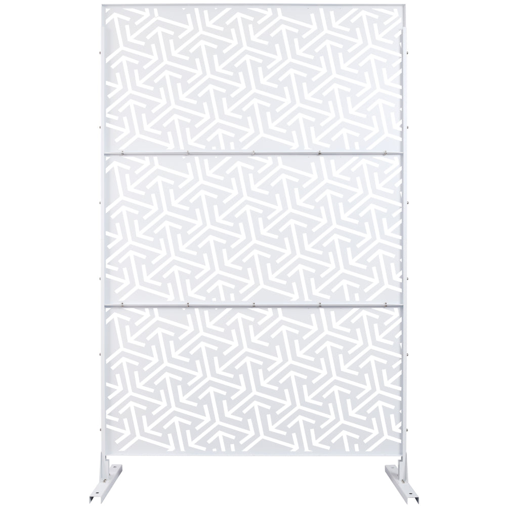 Outdoor & Indoor Privacy Screen Metal Privacy Screen 76" H×48" W, Freestanding Decorative Privacy Screen for Deck Balcony Patio, Privacy Fence Panels for Outside Lawn Garden PS120 WHITE