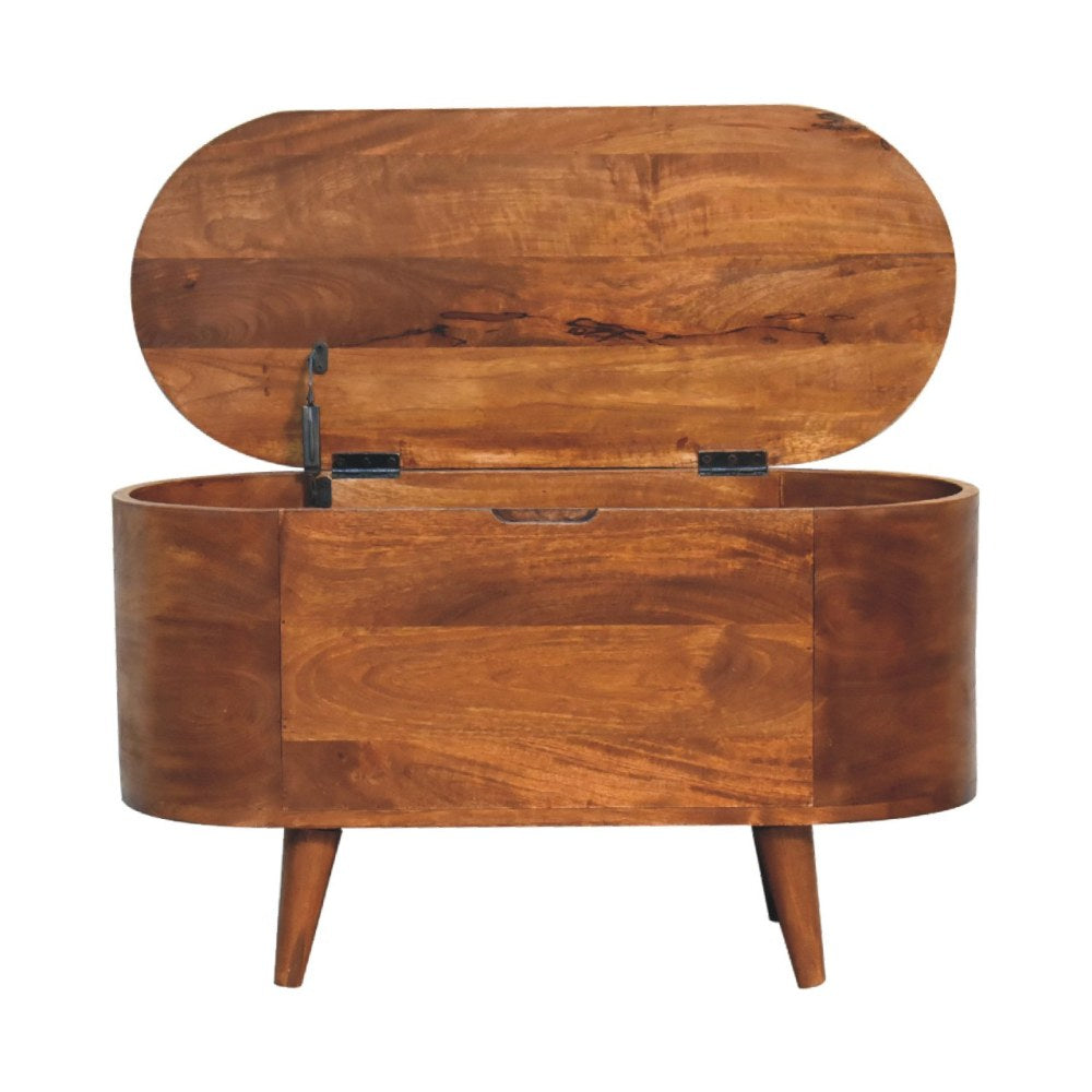Solid Wood Chestnut Rounded Lid up Blanket Box, Storage Box