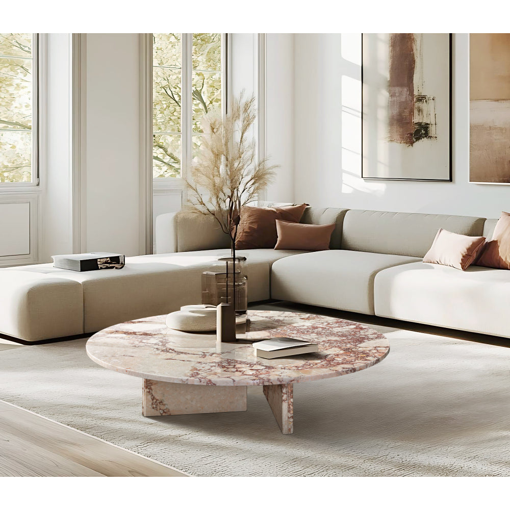 Blue gray natural marble coffee table, small table, living room table, natural stone, Ø27.6 h12.6 Inch/Ø70 h32 cm, genuine marble, real marble