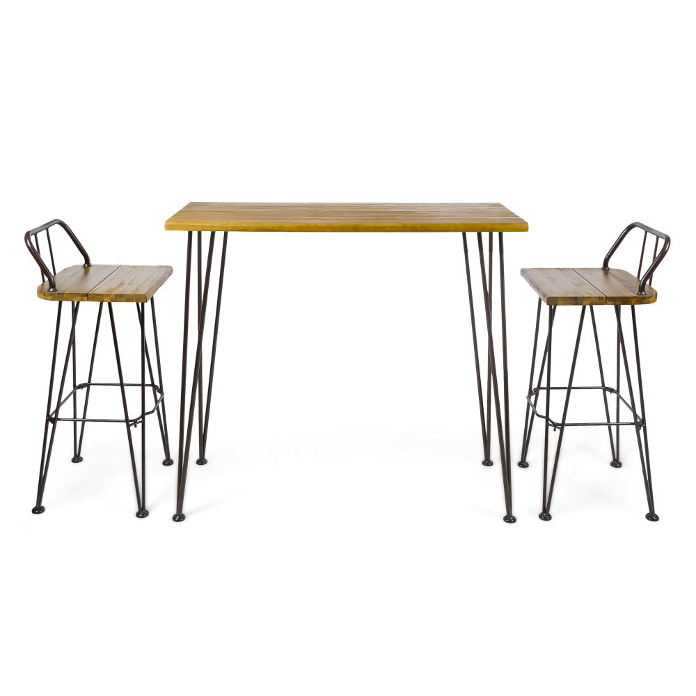 DENALI INDUSTIAL WOOD AND METAL BAR SET