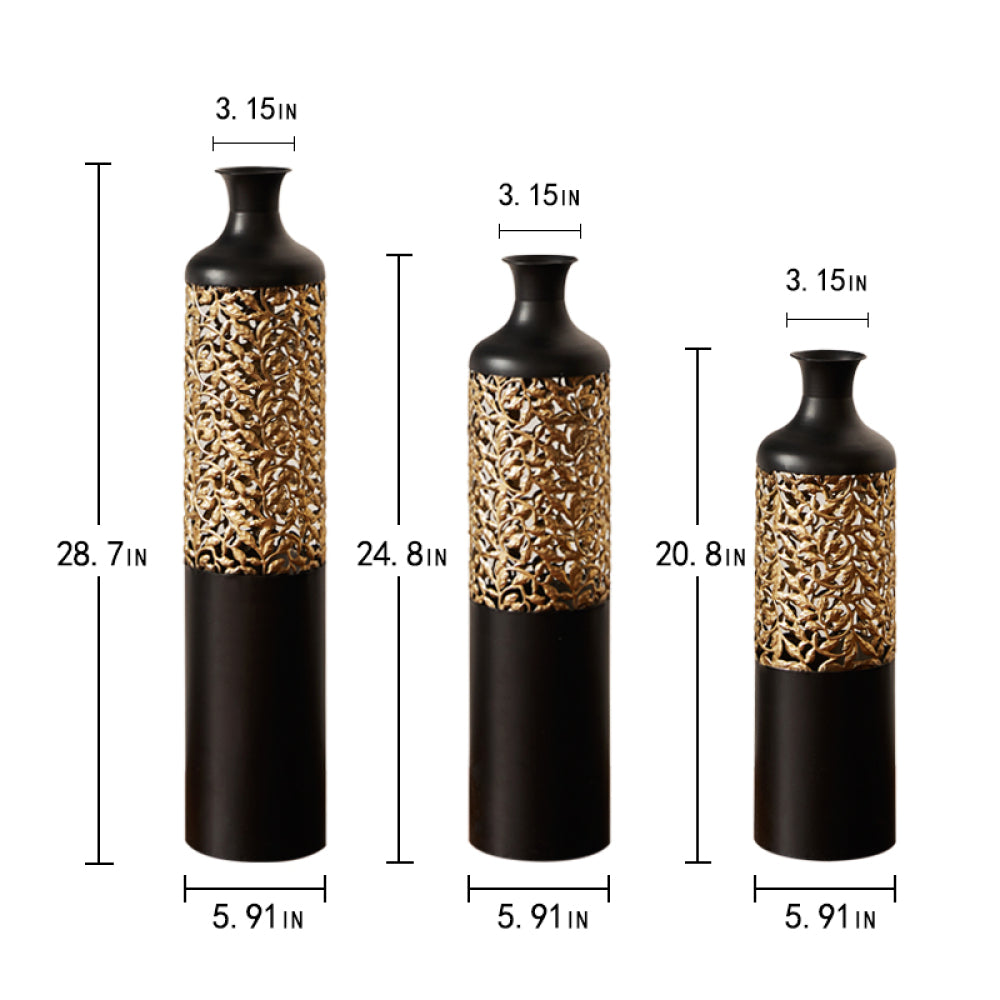 Floor Metal Vases Decorated White Metal vases Set of 3 gorgeous home decoration large glazed metal vases 20.8in/24.8in/28.7in height