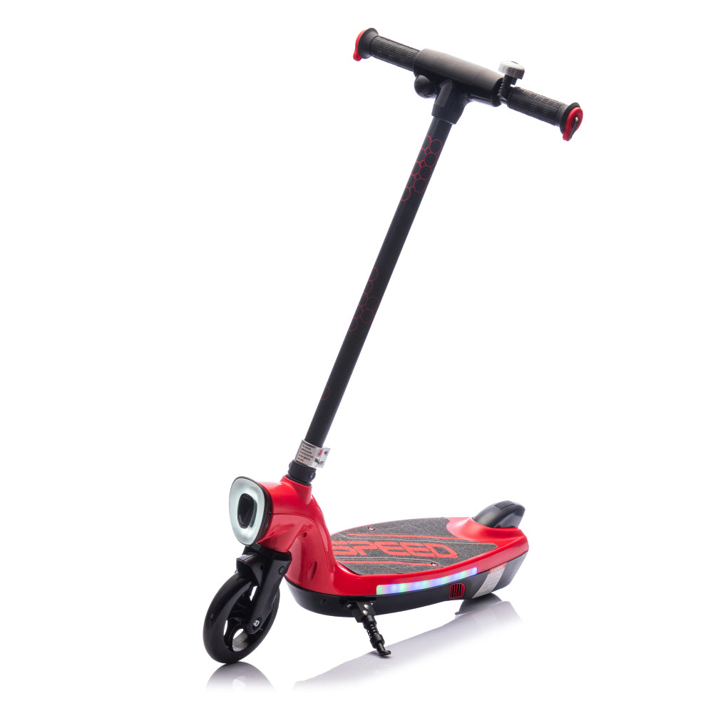 Kids Ride On Electric Scooter With Kickstand,Scooter Bell,Faster Speed And Longer Usage Time,Rear Brake,Wider Pedal,Non-Slip Handle,Colorful LED Lights,5.59-6.84 MPH For Kids 6+.