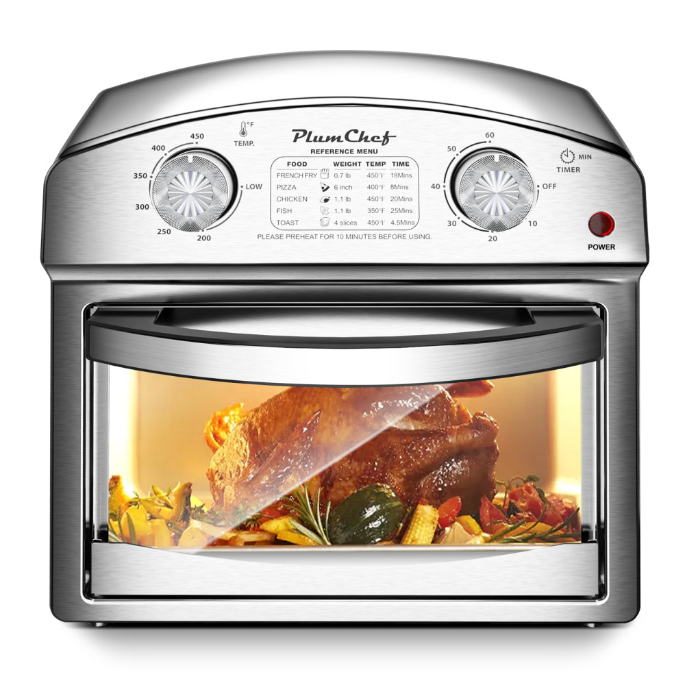 12.5 Quart 7-in-1 Convection Toaster Oven, 1500W, Stainless Steel, with 5 Pre-Set Menus – Roast, Bake, Grill, Broil, Toast, Dehydrate & Defrost, Silver