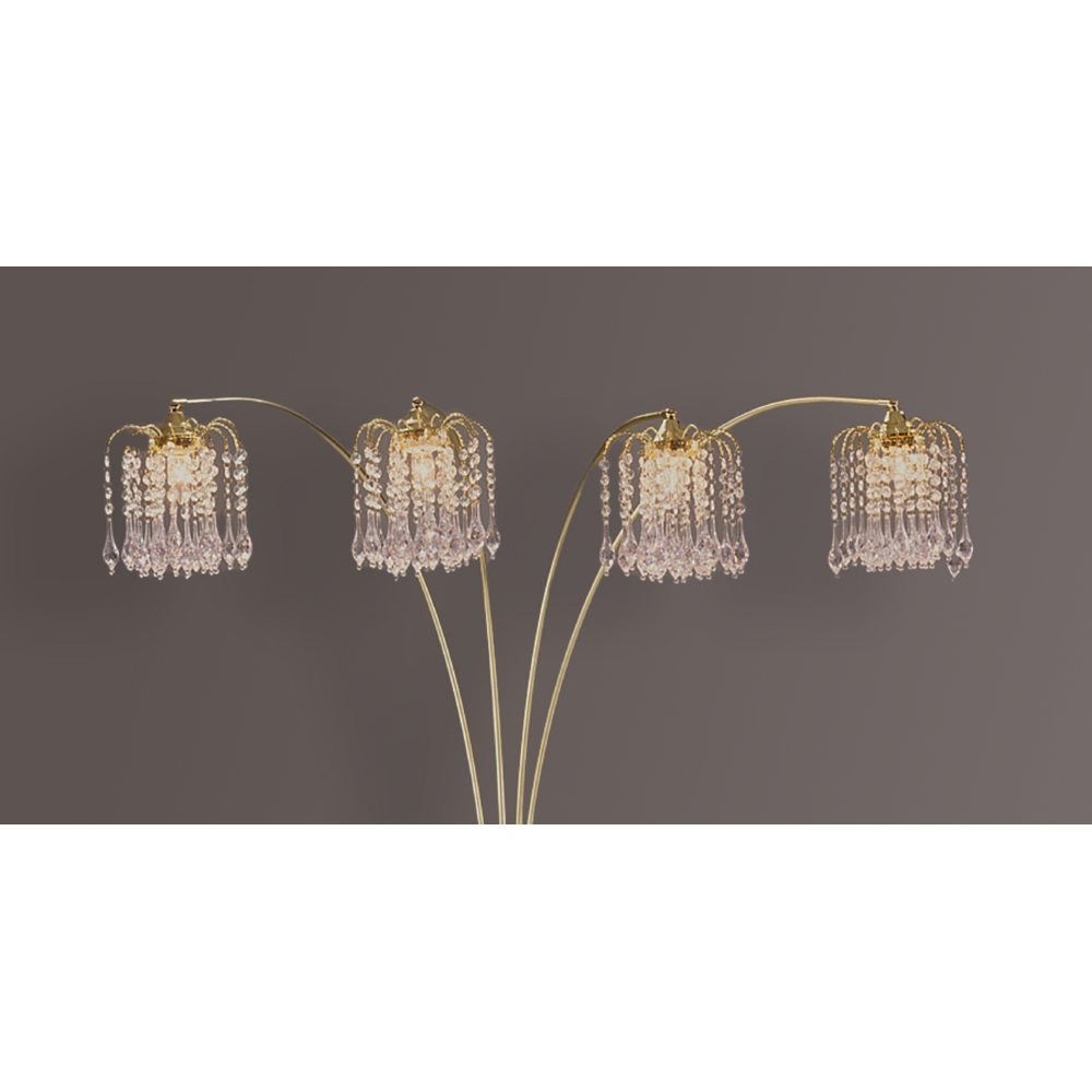 1pc Modern Design Classic Luxury Sleek Multi-head Floor Arc Lamp Half Moon Radiant Crystal-encrusted Sleek Metallic Stems Living Room Gold Arc Lamp