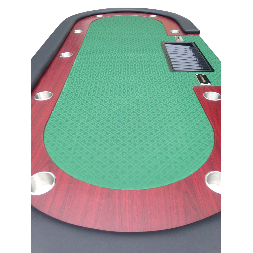 96" Luna Ultra Poker Table with Speed Cloth Racetrack Chip Tray Double DropBox Wooden Legs Green