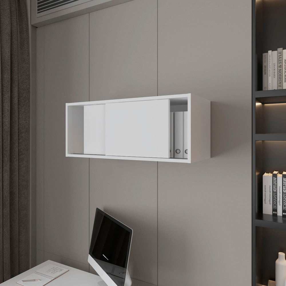 Anegam Floating Cabinet with Sliding Door, White
